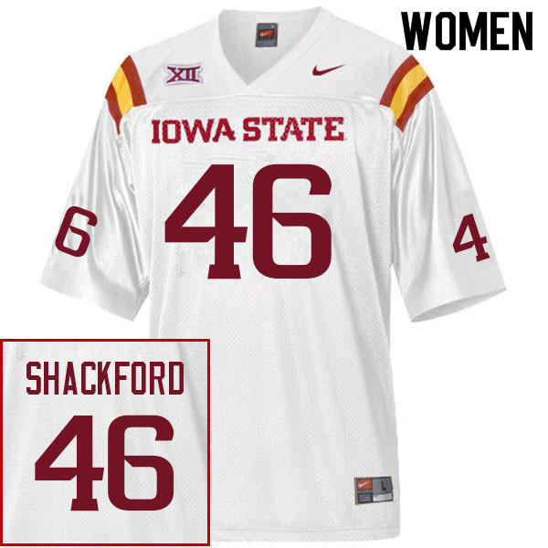 Women #46 Keegan Shackford Iowa State Cyclones College Football Jerseys Sale-White